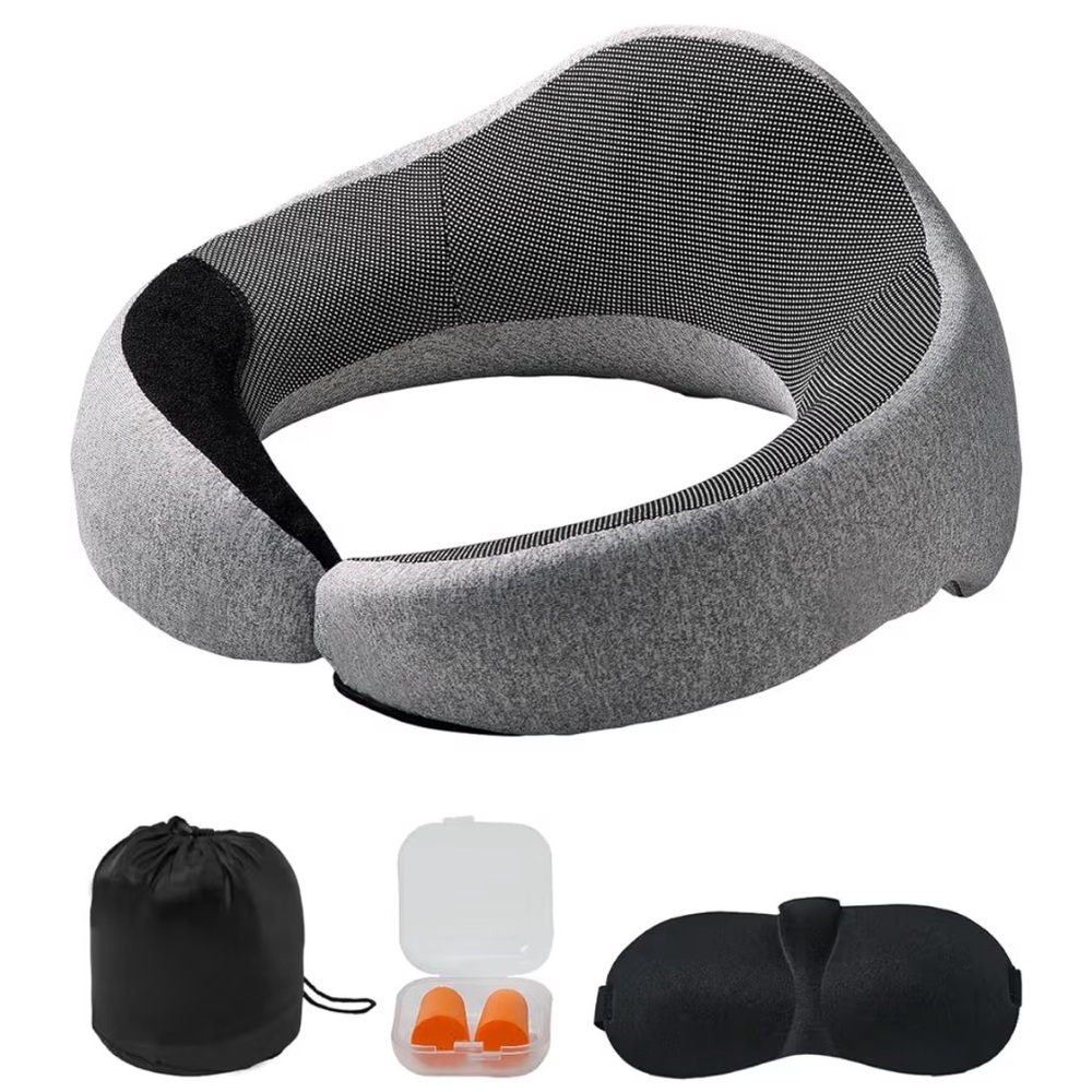 Gray Travel Neck Pillow Set